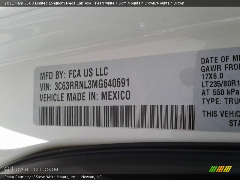 Pearl White / Light Mountain Brown/Mountain Brown 2021 Ram 3500 Limited Longhorn Mega Cab 4x4