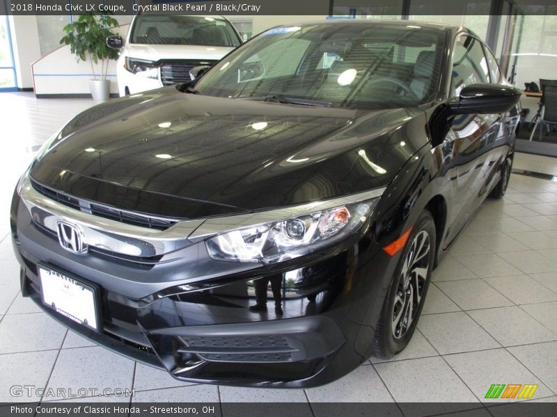 Crystal Black Pearl / Black/Gray 2018 Honda Civic LX Coupe
