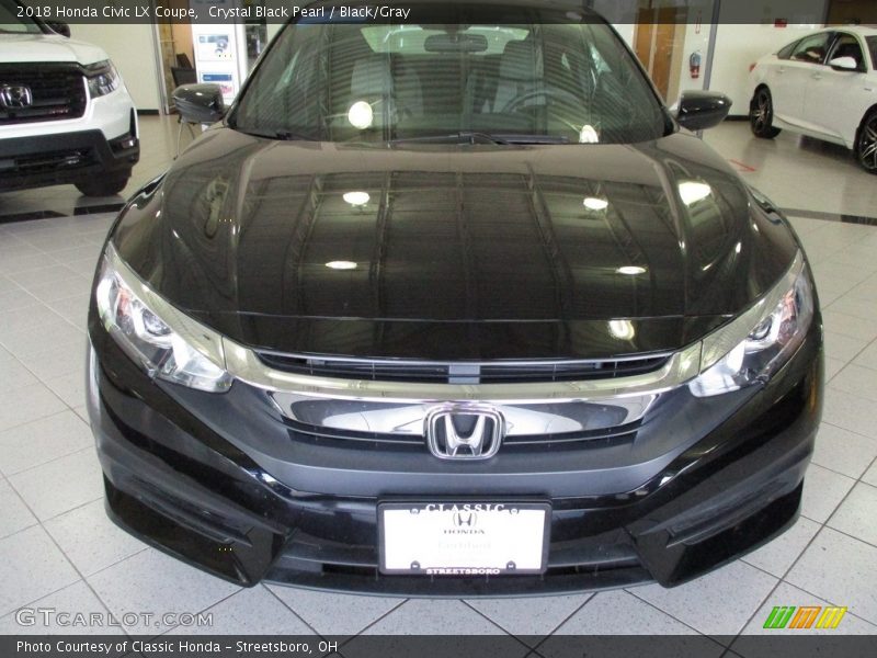 Crystal Black Pearl / Black/Gray 2018 Honda Civic LX Coupe