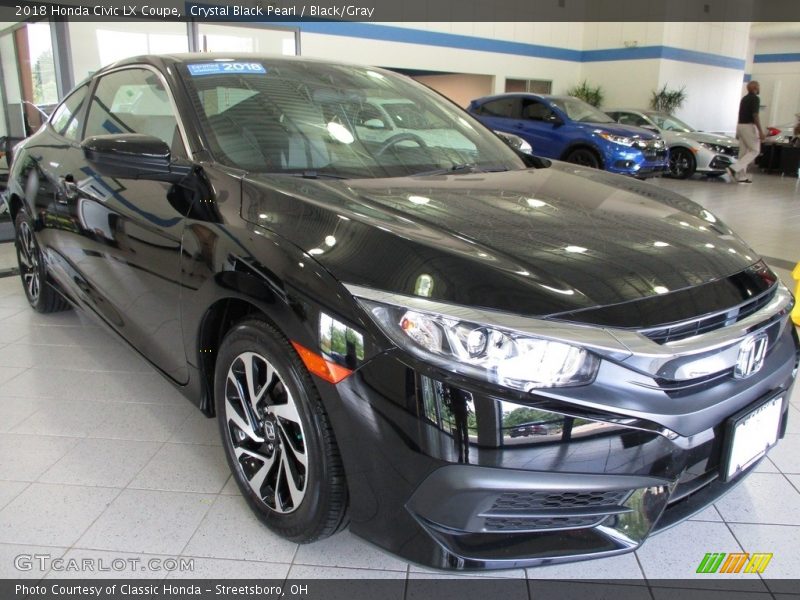 Crystal Black Pearl / Black/Gray 2018 Honda Civic LX Coupe