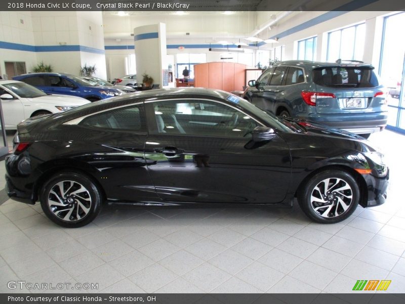 Crystal Black Pearl / Black/Gray 2018 Honda Civic LX Coupe