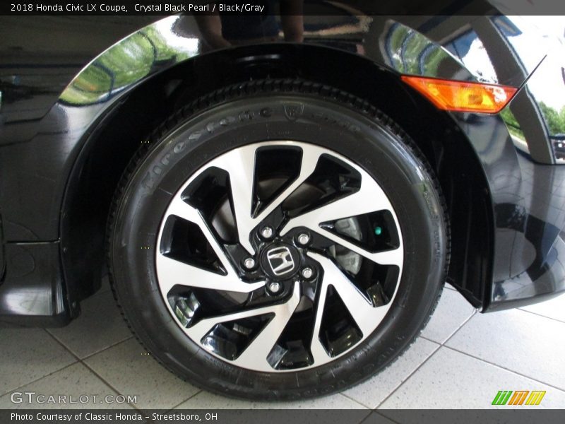 Crystal Black Pearl / Black/Gray 2018 Honda Civic LX Coupe