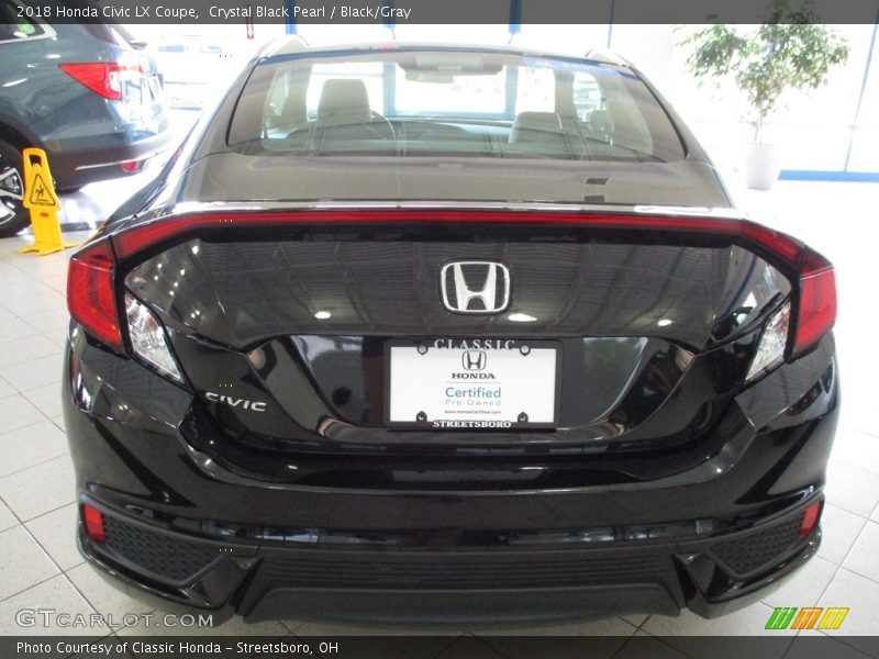 Crystal Black Pearl / Black/Gray 2018 Honda Civic LX Coupe