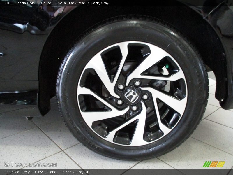 Crystal Black Pearl / Black/Gray 2018 Honda Civic LX Coupe