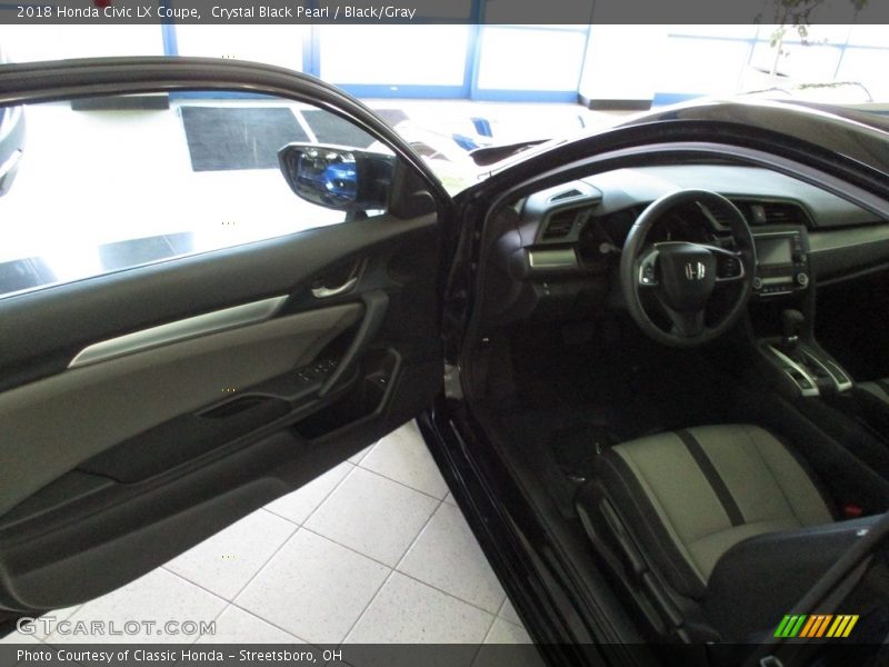 Crystal Black Pearl / Black/Gray 2018 Honda Civic LX Coupe