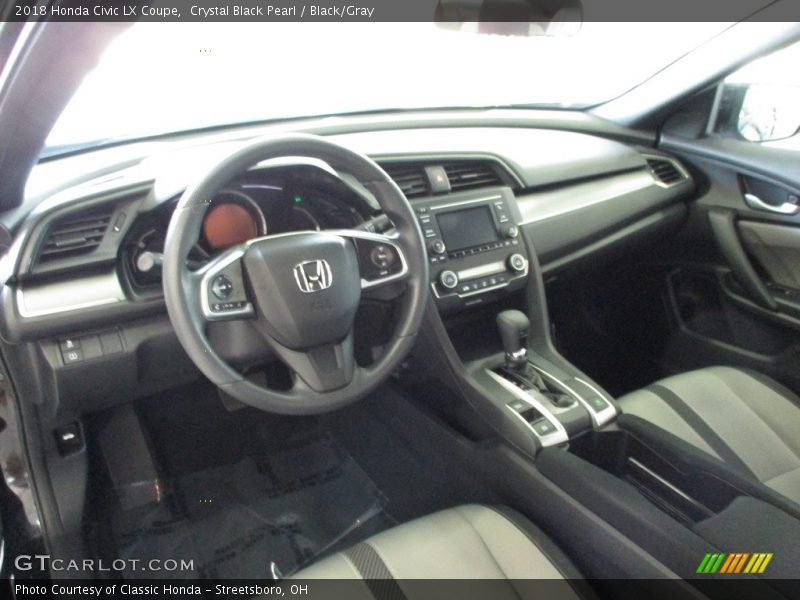 Crystal Black Pearl / Black/Gray 2018 Honda Civic LX Coupe