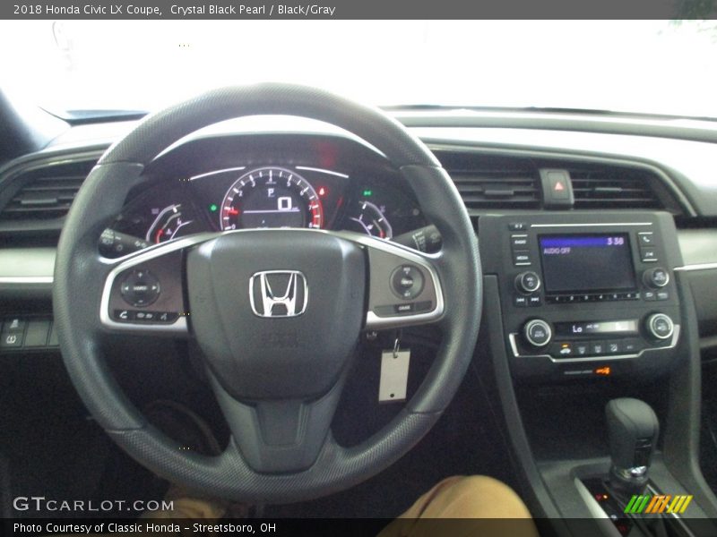Crystal Black Pearl / Black/Gray 2018 Honda Civic LX Coupe
