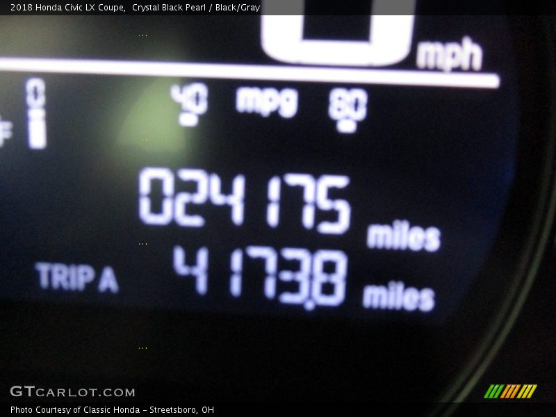 Crystal Black Pearl / Black/Gray 2018 Honda Civic LX Coupe
