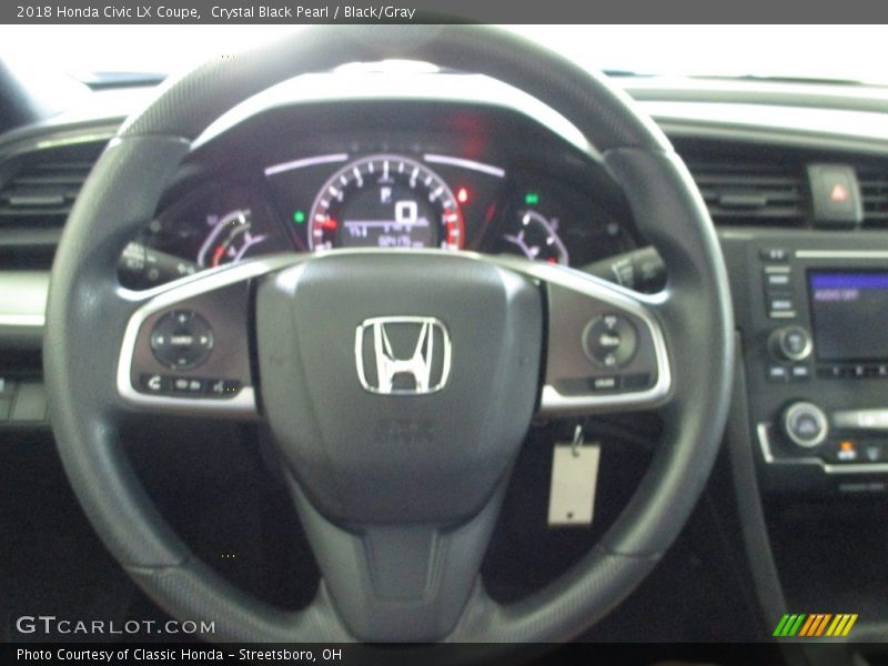 Crystal Black Pearl / Black/Gray 2018 Honda Civic LX Coupe