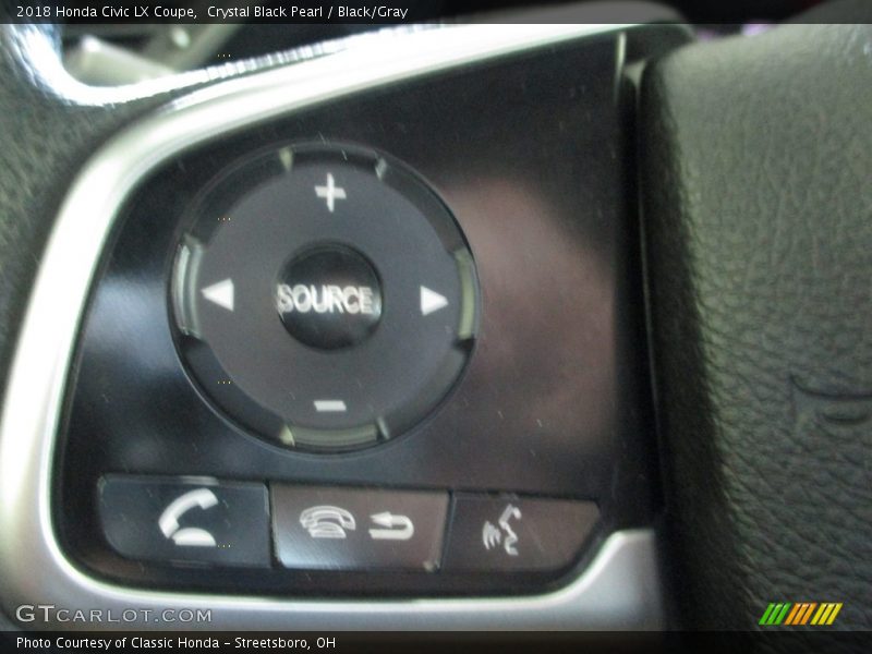 Crystal Black Pearl / Black/Gray 2018 Honda Civic LX Coupe