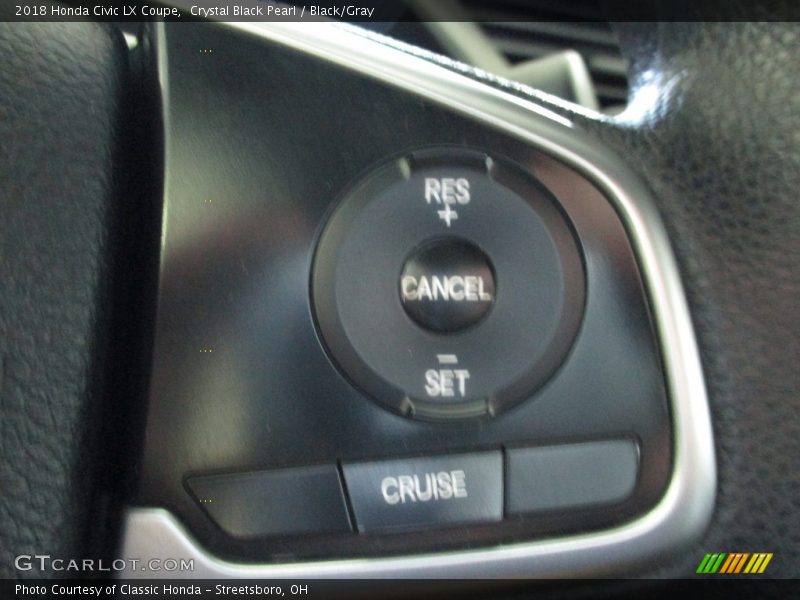 Crystal Black Pearl / Black/Gray 2018 Honda Civic LX Coupe