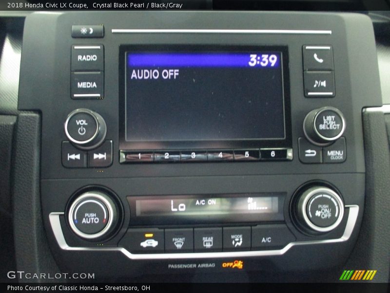 Crystal Black Pearl / Black/Gray 2018 Honda Civic LX Coupe