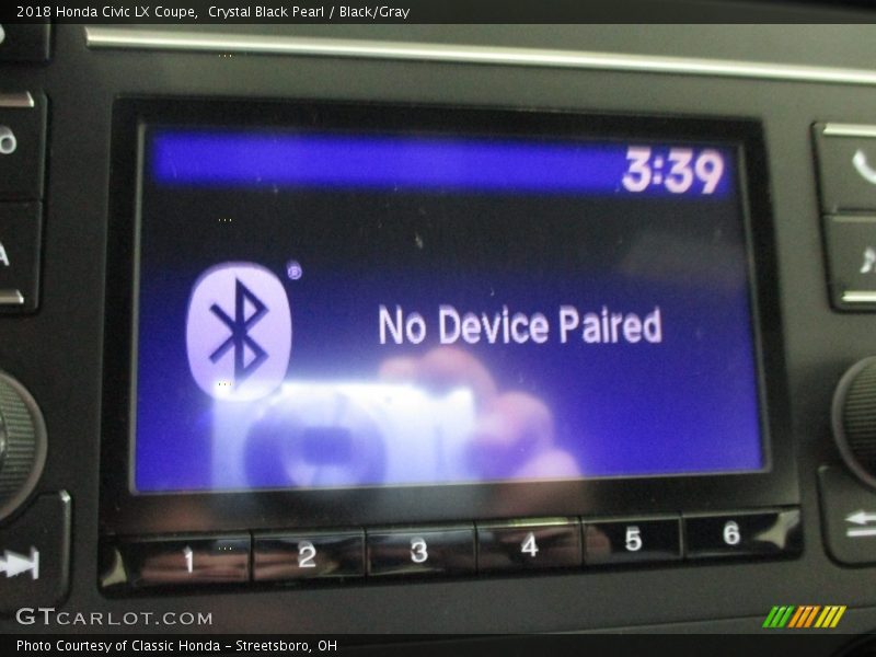 Crystal Black Pearl / Black/Gray 2018 Honda Civic LX Coupe