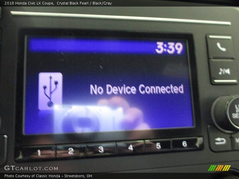 Crystal Black Pearl / Black/Gray 2018 Honda Civic LX Coupe