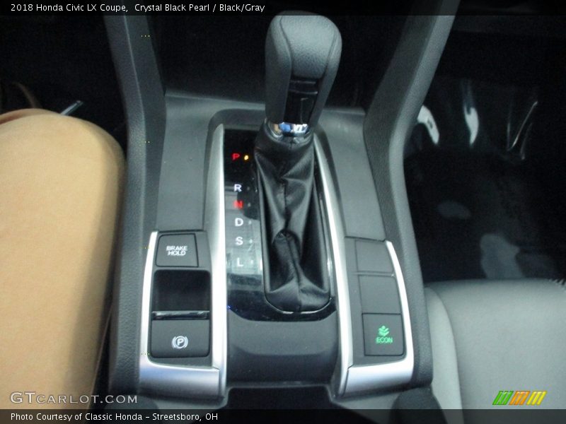 Crystal Black Pearl / Black/Gray 2018 Honda Civic LX Coupe