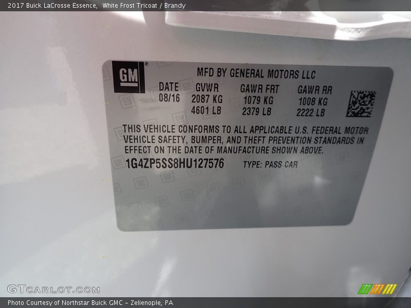 White Frost Tricoat / Brandy 2017 Buick LaCrosse Essence