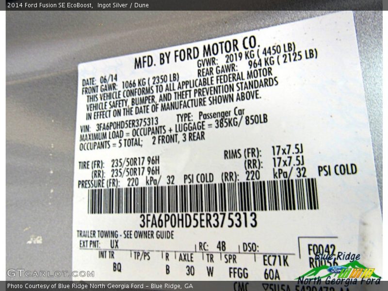 Ingot Silver / Dune 2014 Ford Fusion SE EcoBoost