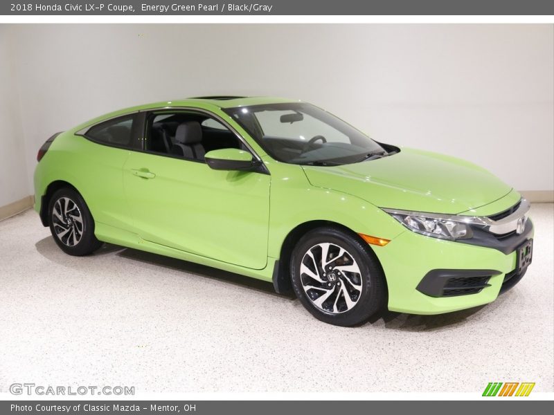 Energy Green Pearl / Black/Gray 2018 Honda Civic LX-P Coupe