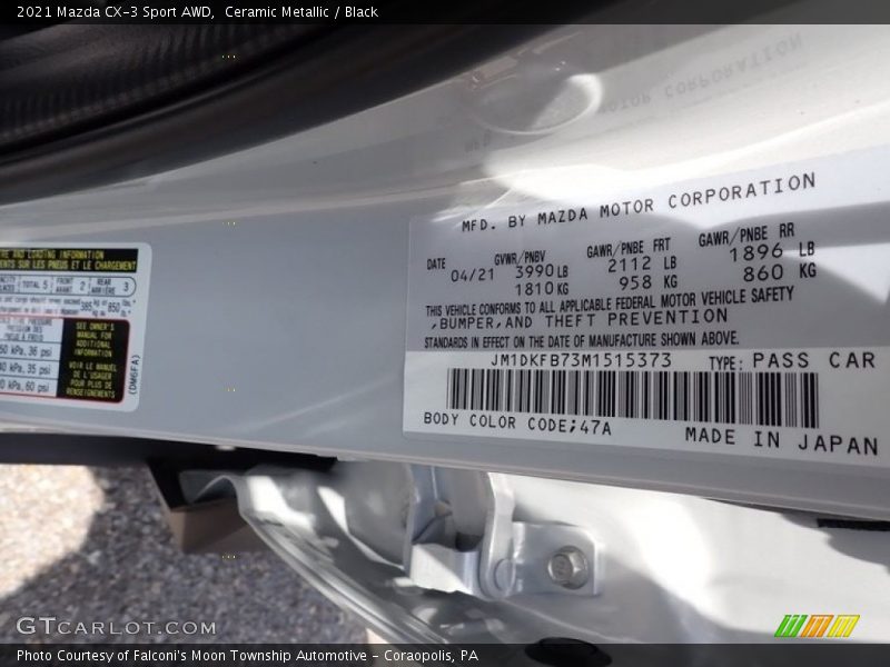 Ceramic Metallic / Black 2021 Mazda CX-3 Sport AWD