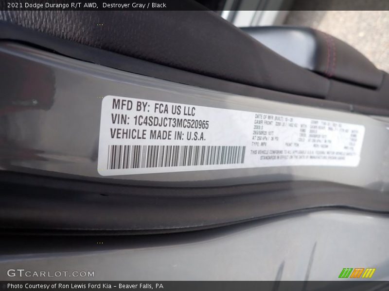 Destroyer Gray / Black 2021 Dodge Durango R/T AWD