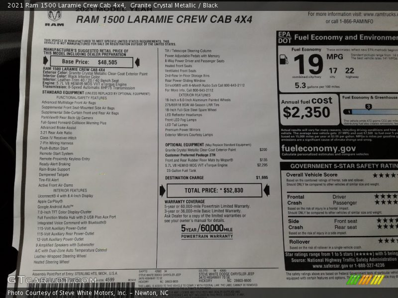 Granite Crystal Metallic / Black 2021 Ram 1500 Laramie Crew Cab 4x4