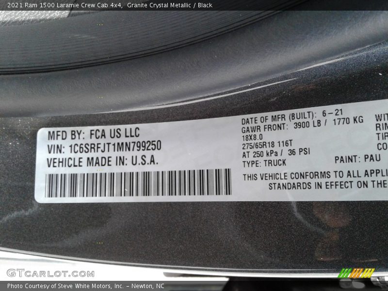 Granite Crystal Metallic / Black 2021 Ram 1500 Laramie Crew Cab 4x4
