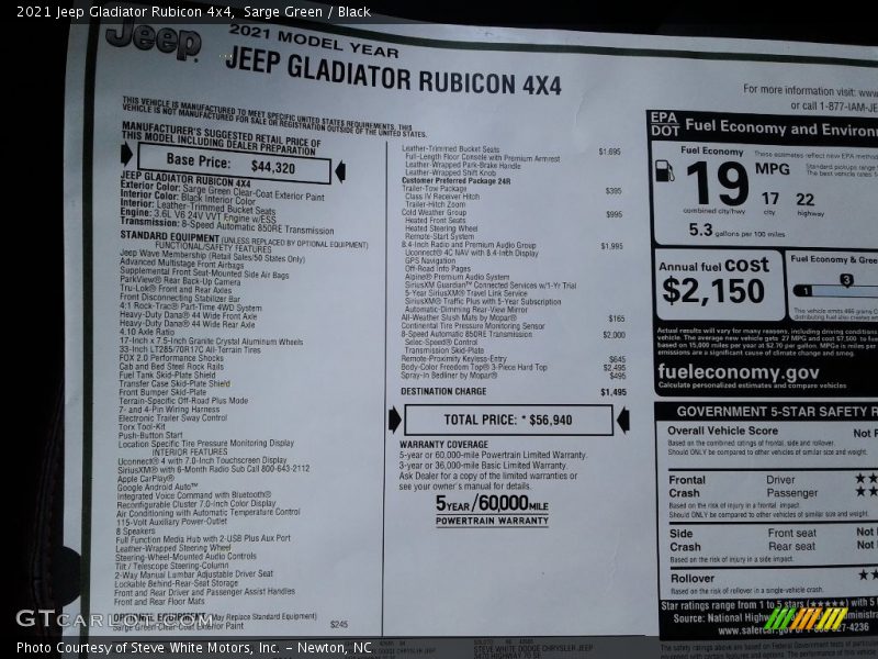 Sarge Green / Black 2021 Jeep Gladiator Rubicon 4x4