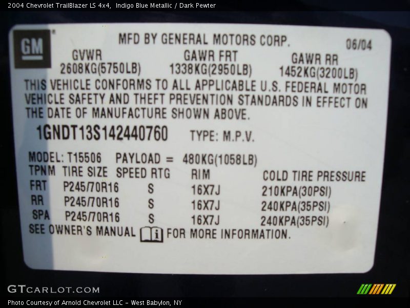 Indigo Blue Metallic / Dark Pewter 2004 Chevrolet TrailBlazer LS 4x4