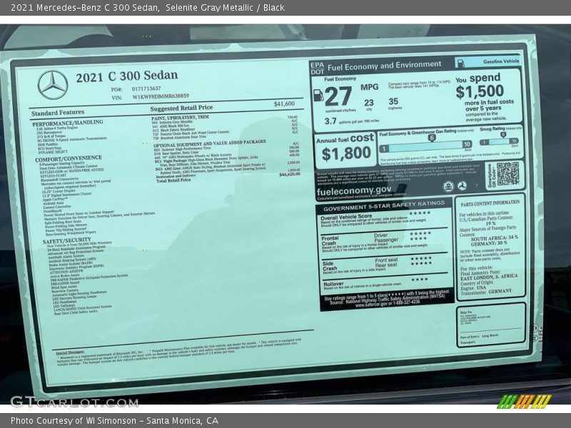 Selenite Gray Metallic / Black 2021 Mercedes-Benz C 300 Sedan