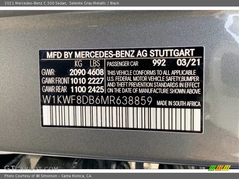 Selenite Gray Metallic / Black 2021 Mercedes-Benz C 300 Sedan