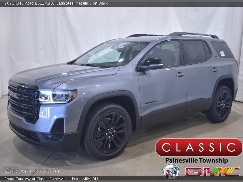 Satin Steel Metallic / Jet Black 2021 GMC Acadia SLE AWD