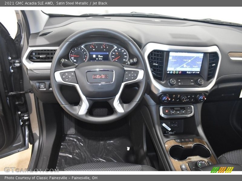 Satin Steel Metallic / Jet Black 2021 GMC Acadia SLE AWD