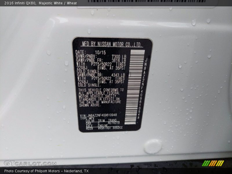 Majestic White / Wheat 2016 Infiniti QX80