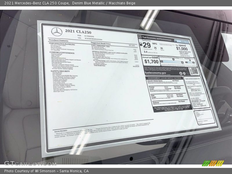 Denim Blue Metallic / Macchiato Beige 2021 Mercedes-Benz CLA 250 Coupe