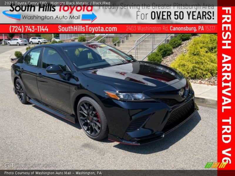 Midnight Black Metallic / Black/Red 2021 Toyota Camry TRD