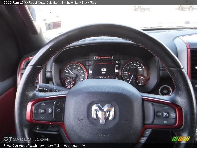 Bright White / Black/Red 2019 Ram 1500 Rebel Quad Cab 4x4