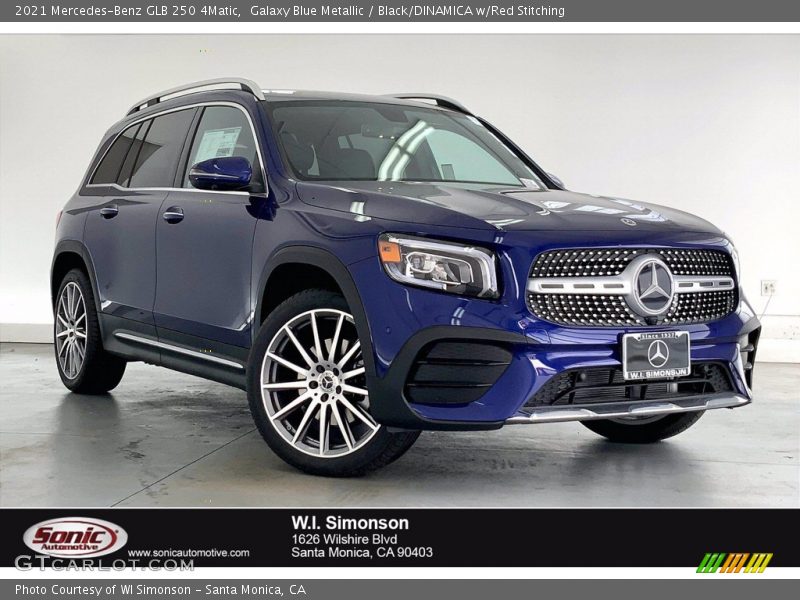 Galaxy Blue Metallic / Black/DINAMICA w/Red Stitching 2021 Mercedes-Benz GLB 250 4Matic