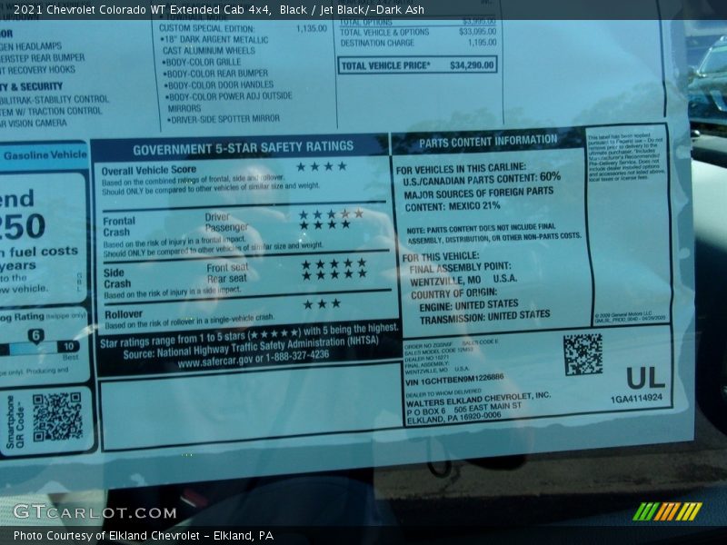 Black / Jet Black/­Dark Ash 2021 Chevrolet Colorado WT Extended Cab 4x4