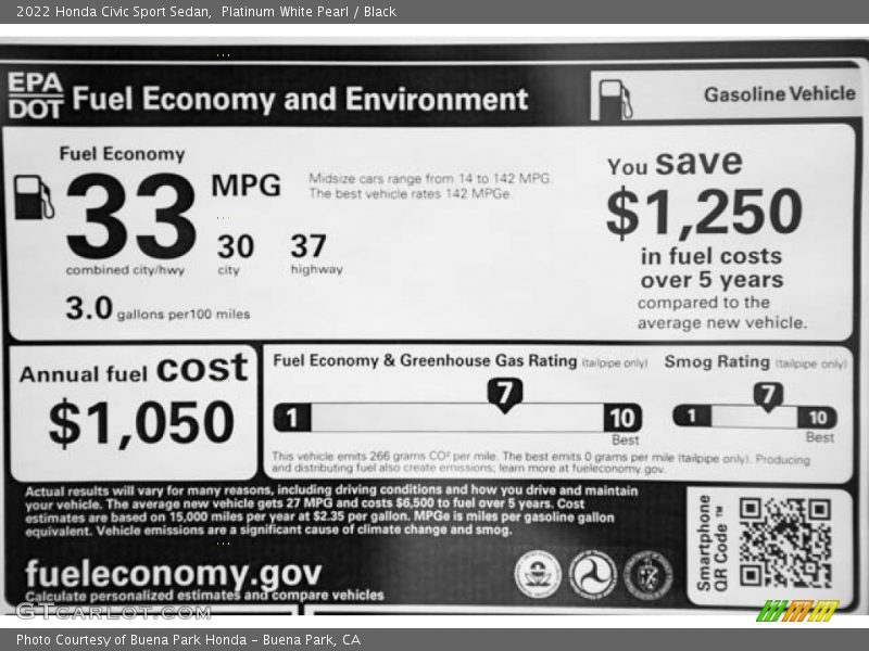 Platinum White Pearl / Black 2022 Honda Civic Sport Sedan