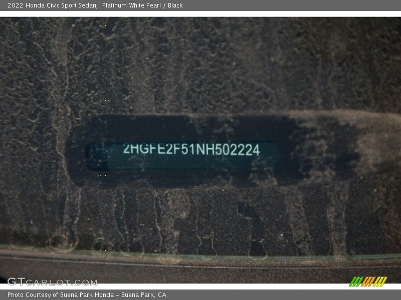 Platinum White Pearl / Black 2022 Honda Civic Sport Sedan