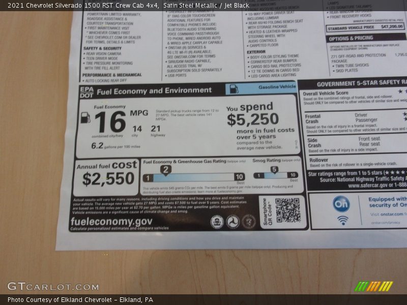 Satin Steel Metallic / Jet Black 2021 Chevrolet Silverado 1500 RST Crew Cab 4x4