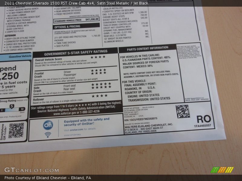 Satin Steel Metallic / Jet Black 2021 Chevrolet Silverado 1500 RST Crew Cab 4x4