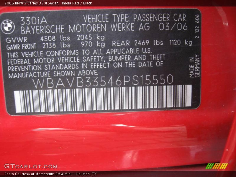 Imola Red / Black 2006 BMW 3 Series 330i Sedan