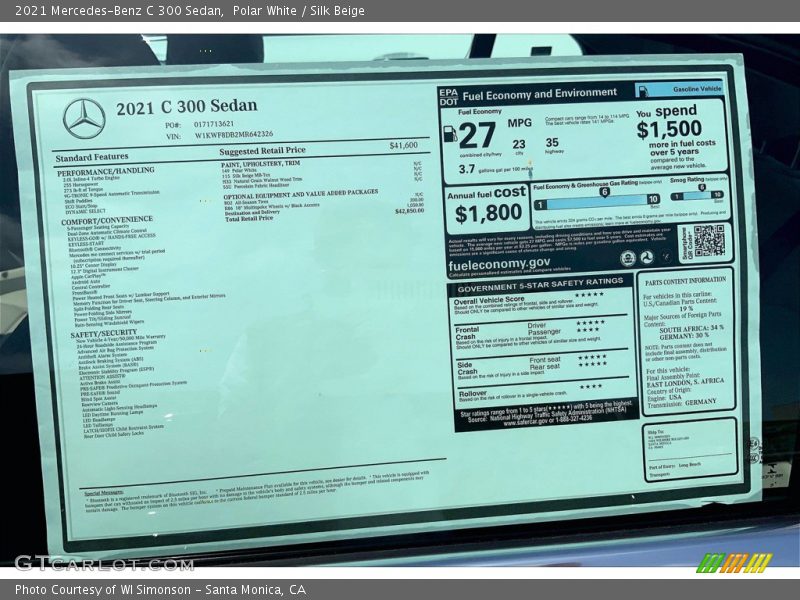 Polar White / Silk Beige 2021 Mercedes-Benz C 300 Sedan