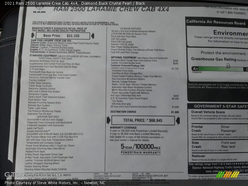 Diamond Black Crystal Pearl / Black 2021 Ram 2500 Laramie Crew Cab 4x4