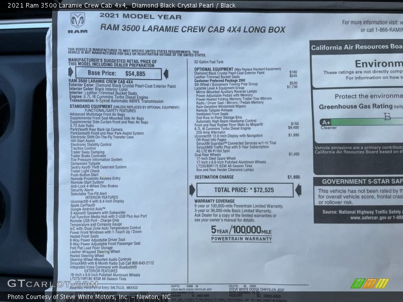 Diamond Black Crystal Pearl / Black 2021 Ram 3500 Laramie Crew Cab 4x4