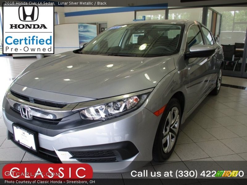 Lunar Silver Metallic / Black 2018 Honda Civic LX Sedan
