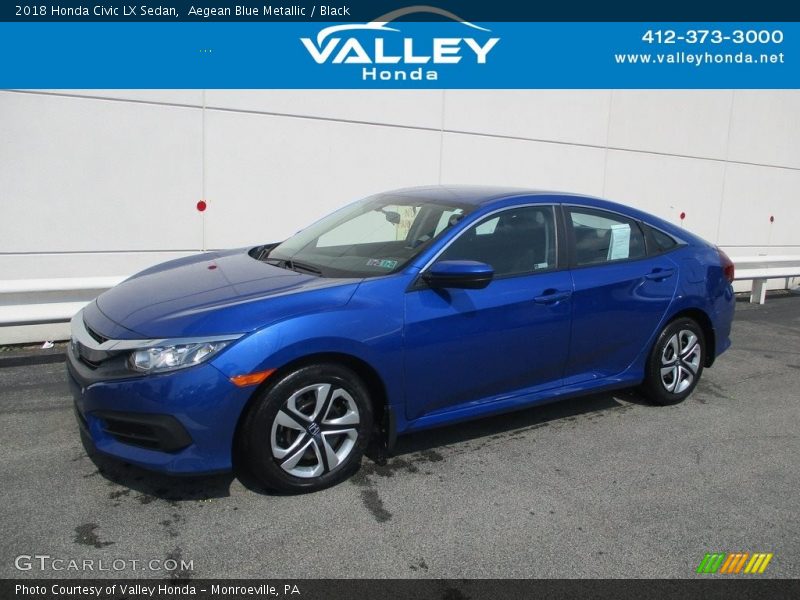 Aegean Blue Metallic / Black 2018 Honda Civic LX Sedan
