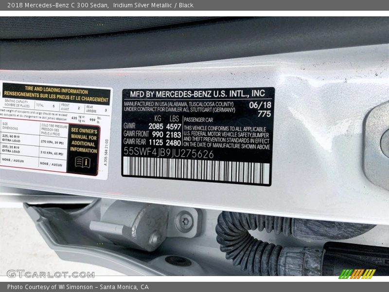 Iridium Silver Metallic / Black 2018 Mercedes-Benz C 300 Sedan