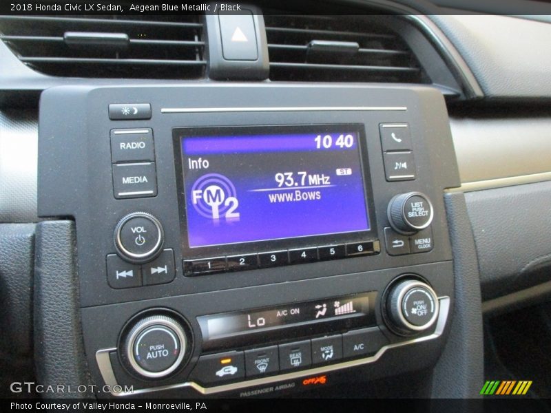 Aegean Blue Metallic / Black 2018 Honda Civic LX Sedan